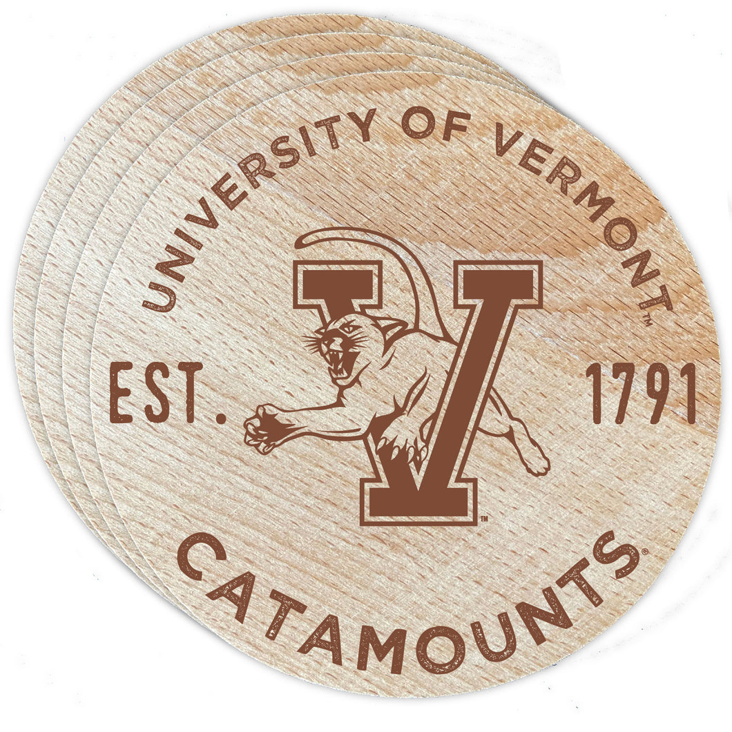 Vermont Catamounts Wood Coaster Engraved 4-Pack Officially Licensed