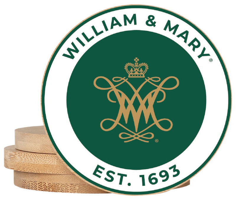 William and Mary Coaster Wooden 3.5 x 3.5-Inch 4 Pack Officially Licensed Collegiate Product 