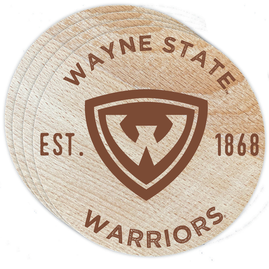 Wayne State Wood Coaster Engraved 4-Pack Officially Licensed