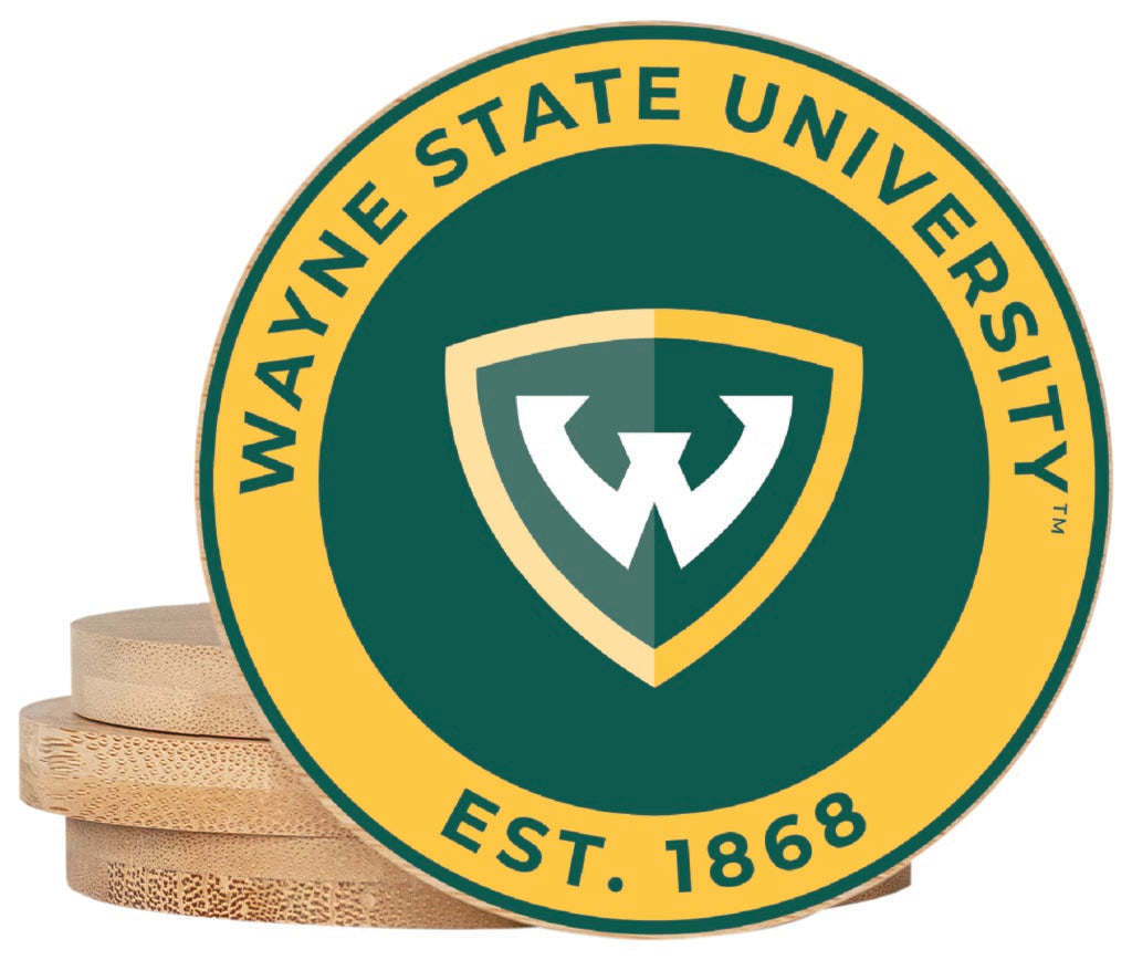 Wayne State Coaster Wooden 3.5 x 3.5-Inch 4 Pack Officially Licensed Collegiate Product 