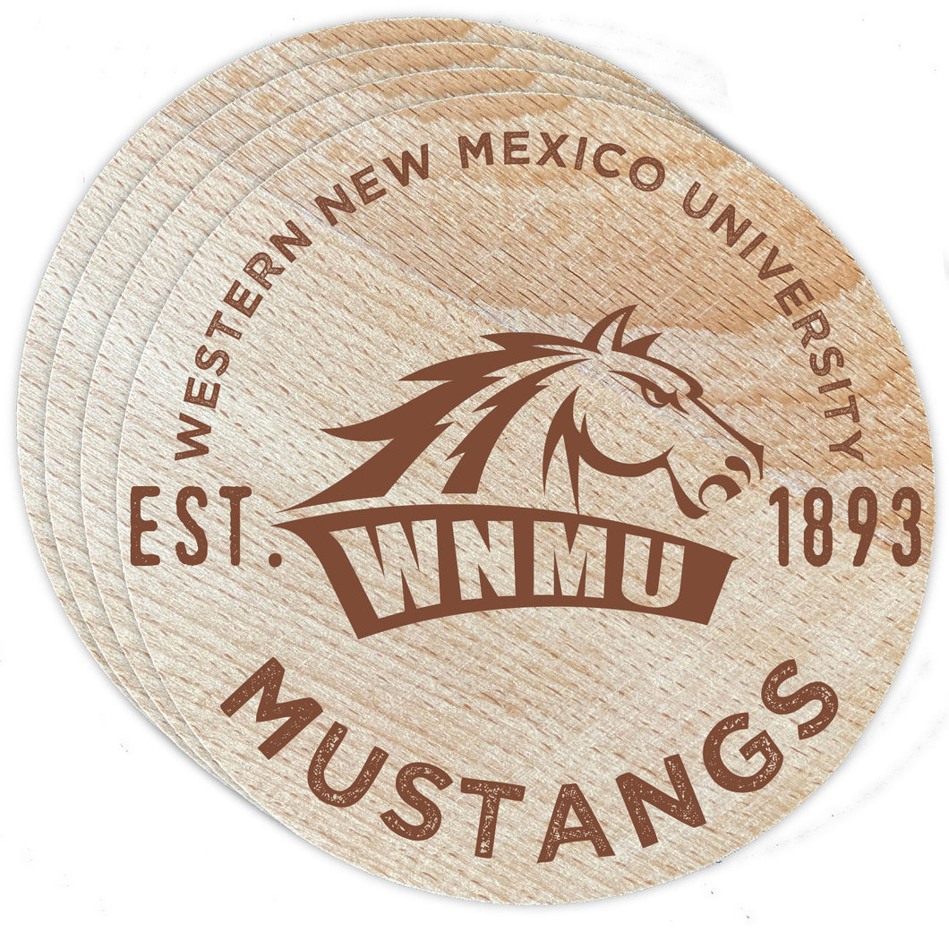 Western New Mexico University Wood Coaster Engraved 4-Pack Officially Licensed