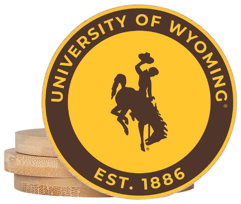 University of Wyoming Coaster Wooden 3.5 x 3.5-Inch 4 Pack Officially Licensed Collegiate Product 