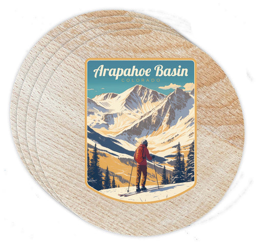 Arapahoe Basin Design A Souvenir Coaster Wooden 3.5 x 3.5-Inch 4 Pack 