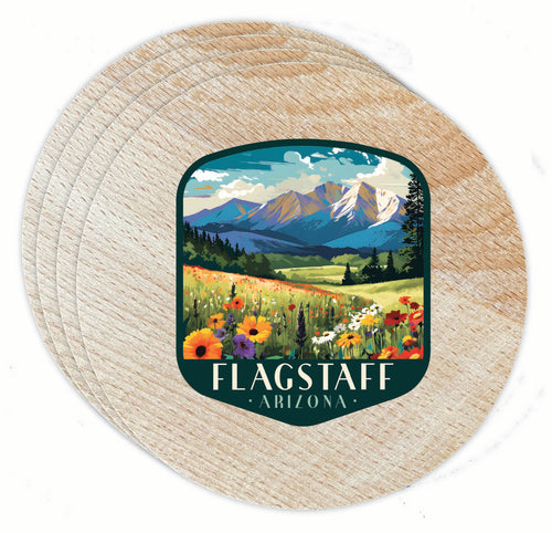 Flagstaff Arizona Design C Souvenir Coaster Wooden 3.5 x 3.5-Inch 4 Pack 