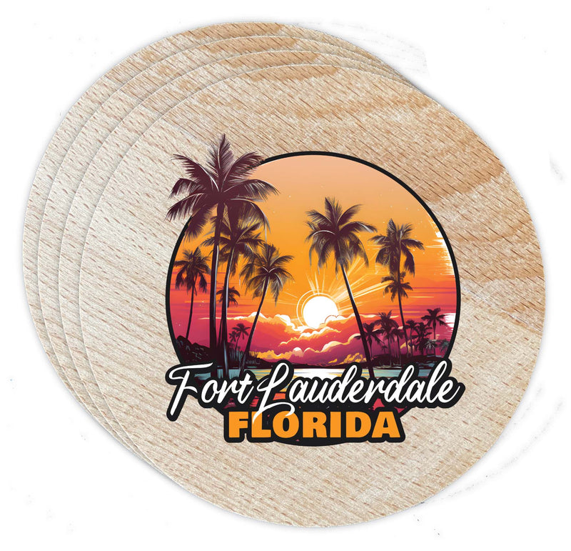 Fort Lauderdale Florida Design A Souvenir Coaster Wooden 3.5 x 3.5-Inch 4 Pack 