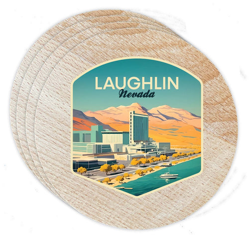 Laughlin Nevada Design A Souvenir Coaster Wooden 3.5 x 3.5-Inch 4 Pack