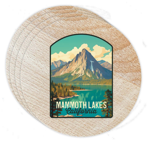 Mammoth Lakes California Design A Souvenir Coaster Wooden 3.5 x 3.5-Inch 4 Pack 
