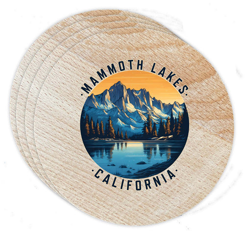 Mammoth Lakes California Design B Souvenir Coaster Wooden 3.5 x 3.5-Inch 4 Pack 