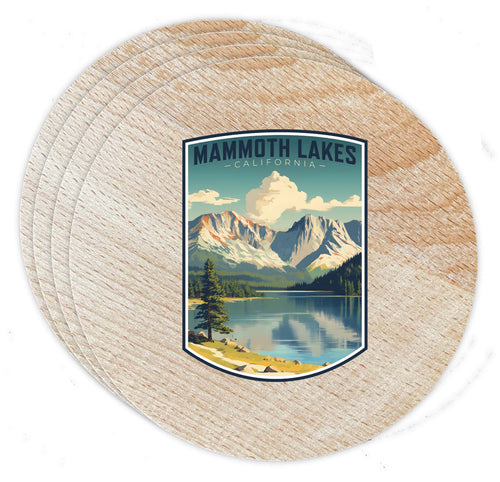 Mammoth Lakes California Design C Souvenir Coaster Wooden 3.5 x 3.5-Inch 4 Pack 