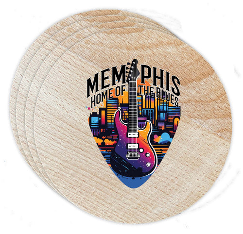 Memphis Tennessee Design B Souvenir Coaster Wooden 3.5 x 3.5-Inch 4 Pack