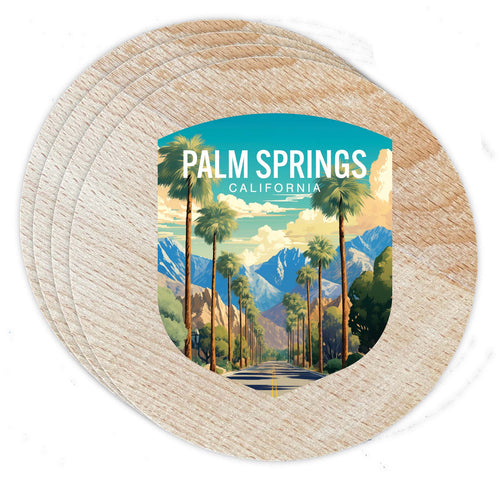 Palm Springs California Design A Souvenir Coaster Wooden 3.5 x 3.5-Inch 4 Pack 