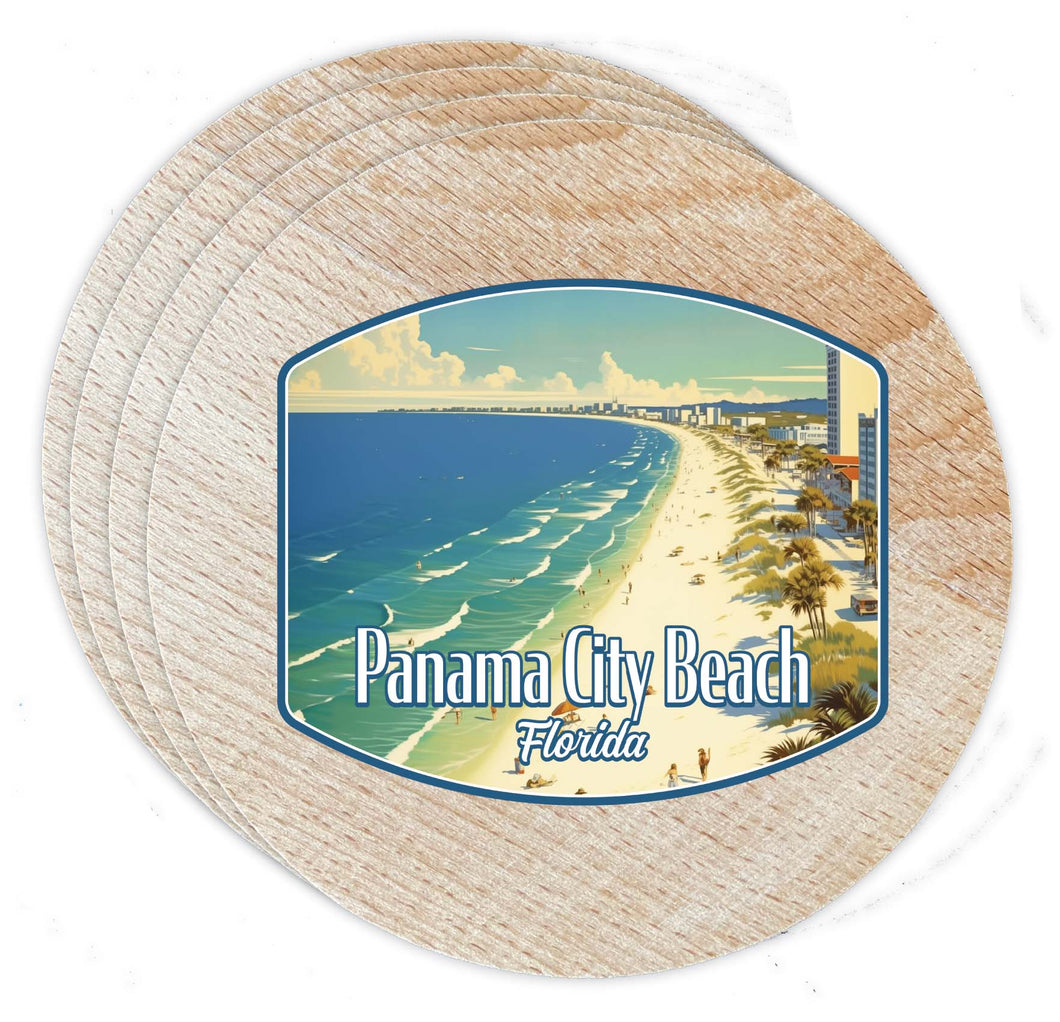 Panama City Beach Florida Design A Souvenir Coaster Wooden 3.5 x 3.5-Inch 4 Pack 
