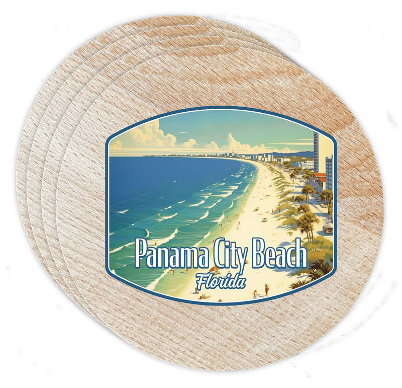 Panama City Beach Florida Design A Souvenir Coaster Wooden 3.5 x 3.5-Inch 4 Pack 