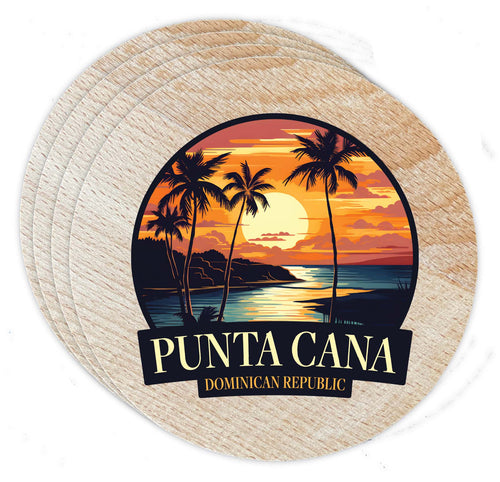 Punta Cana Dominican Republic Design E Souvenir Coaster Wooden 3.5 x 3.5-Inch 4 Pack 