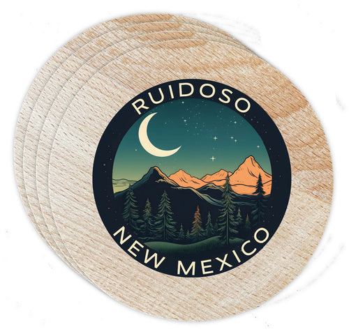 Ruidoso New Mexico Design A Souvenir Coaster Wooden 3.5 x 3.5-Inch 4 Pack 