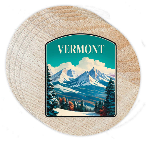 Vermont Design A Souvenir Coaster Wooden 3.5 x 3.5-Inch 4 Pack 
