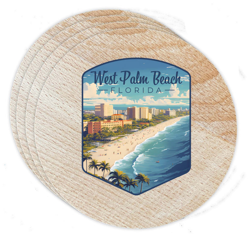 West Palm Beach Florida Design A Souvenir Coaster Wooden 3.5 x 3.5-Inch 4 Pack 