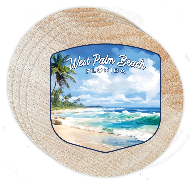 West Palm Beach Florida Design B Souvenir Coaster Wooden 3.5 x 3.5-Inch 4 Pack 