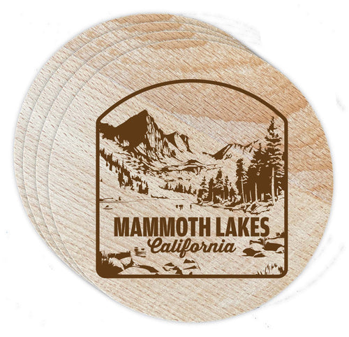 Mammoth Lakes California Souvenir Etched Coaster Wooden 3.5 x 3.5-Inch 4 Pack 