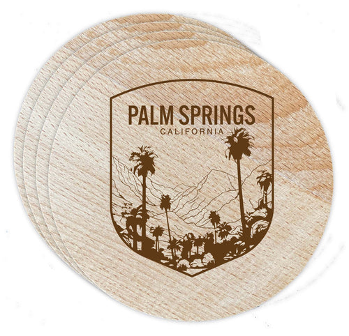 Palm Springs California Souvenir Etched Coaster Wooden 3.5 x 3.5-Inch 4 Pack 