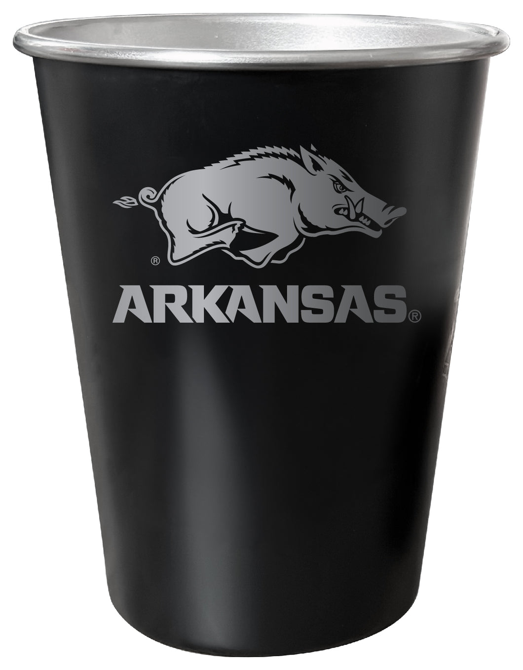 Arkansas Razorbacks 8 oz Engraved Tin Cup Black Matte Coating Officially Licensed 