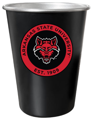 Arkansas State 8 oz Tin Cup Black Matte Coating Officially Licensed 4-Pack with Gift Bag
