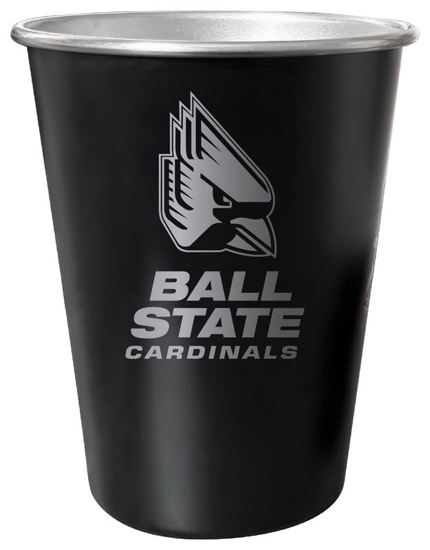 Ball State University 8 oz Engraved Tin Cup Black Matte Coating Officially Licensed 