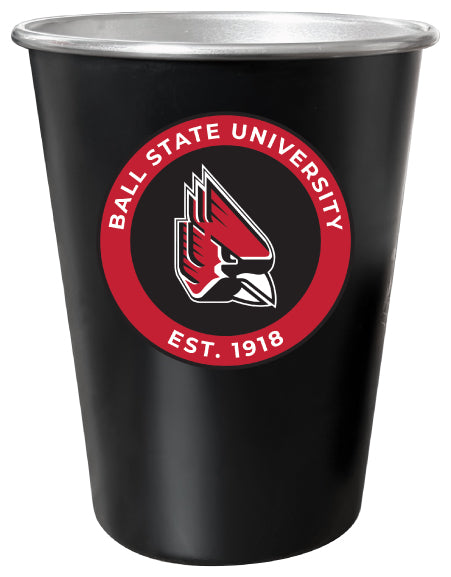 Ball State University 8 oz Tin Cup Black Matte Coating Officially Licensed 4-Pack with Gift Bag