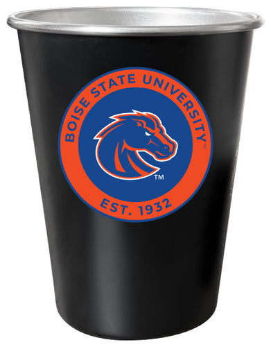 Boise State Broncos 8 oz Tin Cup Black Matte Coating Officially Licensed 4-Pack with Gift Bag