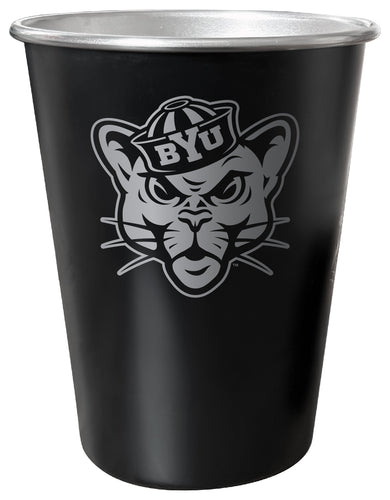 Brigham Young Cougars 8 oz Engraved Tin Cup Black Matte Coating Officially Licensed 