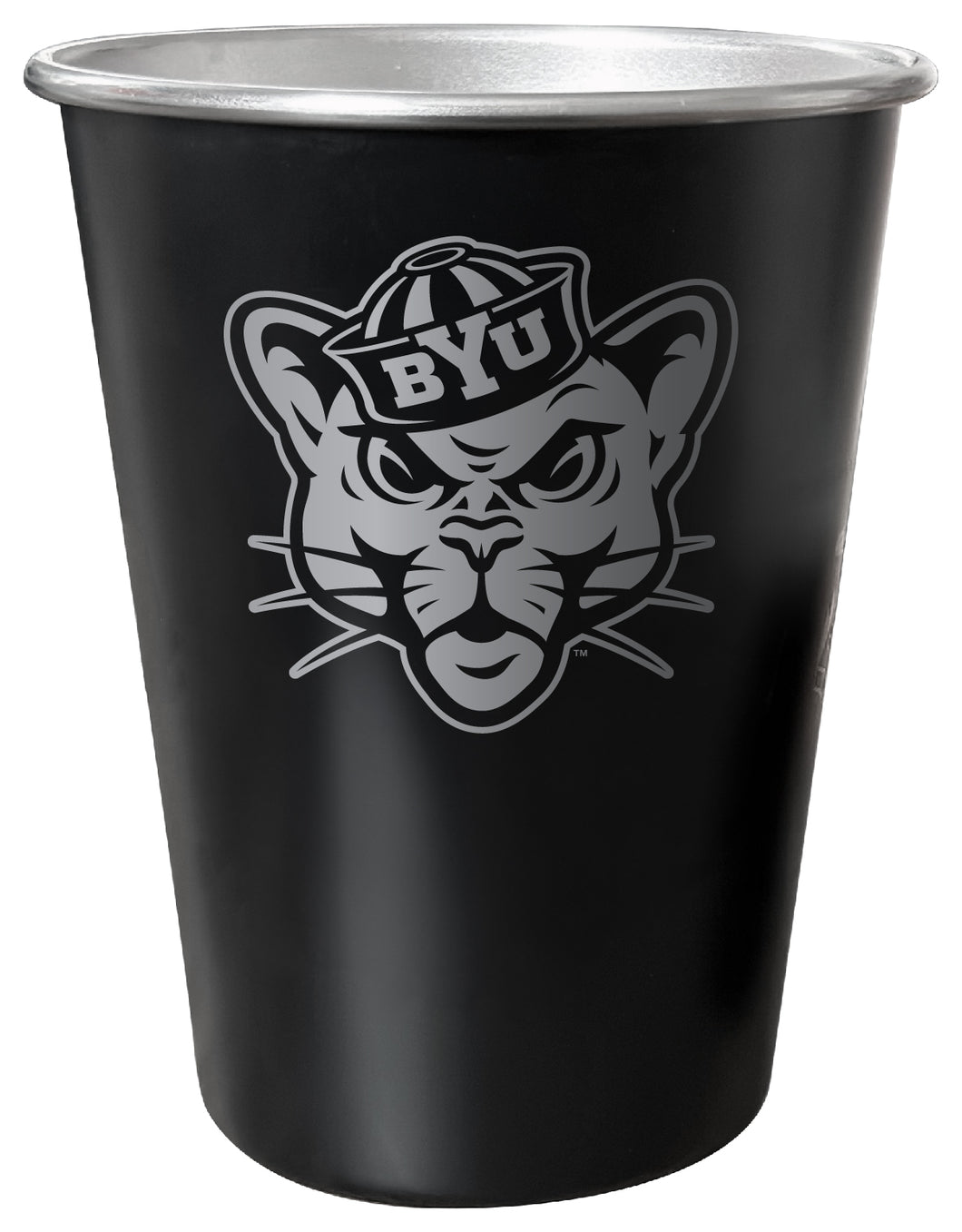 Brigham Young Cougars 8 oz Engraved Tin Cup Black Matte Coating Officially Licensed 