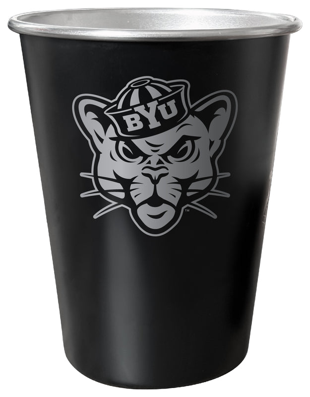 Brigham Young Cougars 8 oz Engraved Tin Cup Black Matte Coating Officially Licensed 
