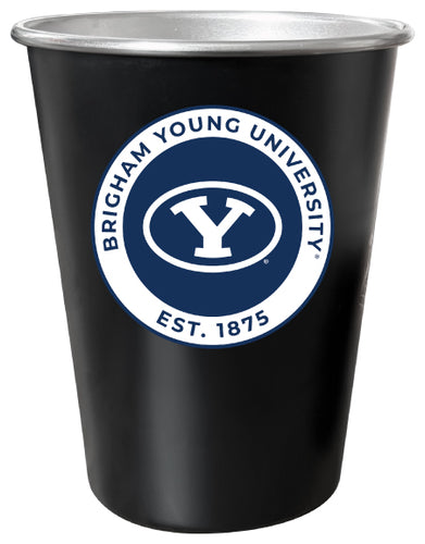 Brigham Young Cougars 8 oz Tin Cup Black Matte Coating Officially Licensed 4-Pack with Gift Bag