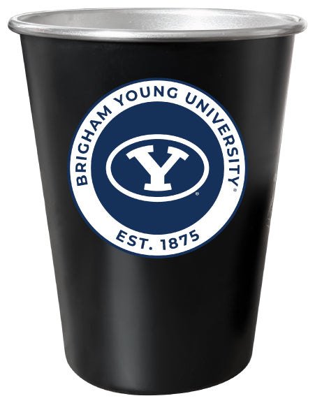 Brigham Young Cougars 8 oz Tin Cup Black Matte Coating Officially Licensed 4-Pack with Gift Bag