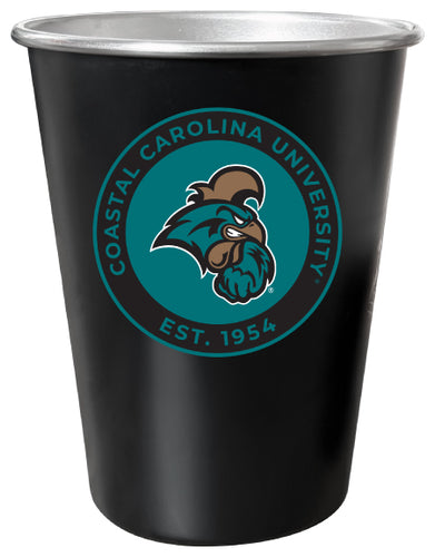 Coastal Carolina University 8 oz Tin Cup Black Matte Coating Officially Licensed 4-Pack with Gift Bag