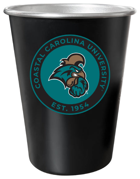 Coastal Carolina University 8 oz Tin Cup Black Matte Coating Officially Licensed 4-Pack with Gift Bag