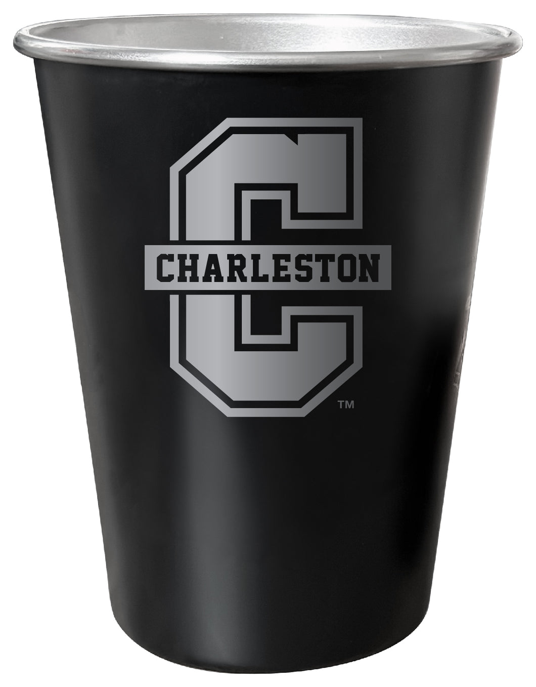 College of Charleston 8 oz Engraved Tin Cup Black Matte Coating Officially Licensed 