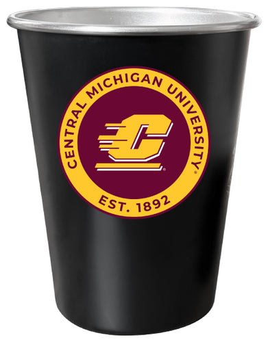 Central Michigan University 8 oz Tin Cup Black Matte Coating Officially Licensed 4-Pack with Gift Bag