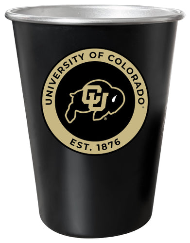 Colorado Buffaloes 8 oz Tin Cup Black Matte Coating Officially Licensed 4-Pack with Gift Bag