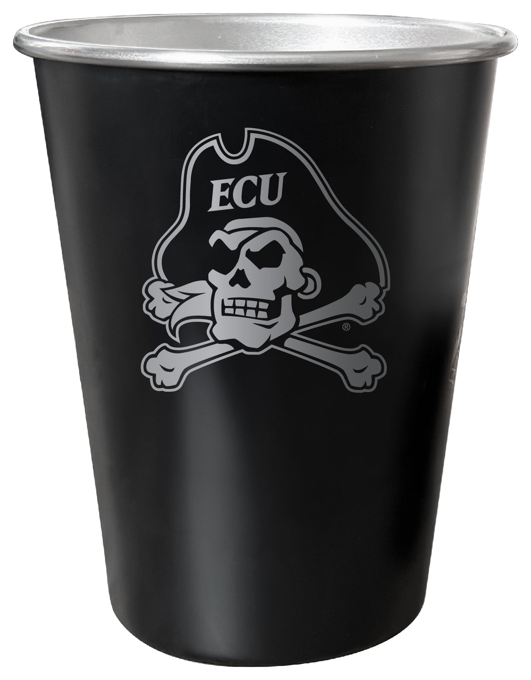 East Carolina Pirates 8 oz Engraved Tin Cup Black Matte Coating Officially Licensed 