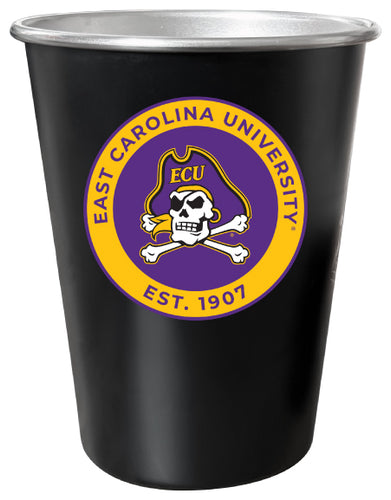 East Carolina Pirates 8 oz Tin Cup Black Matte Coating Officially Licensed 4-Pack with Gift Bag