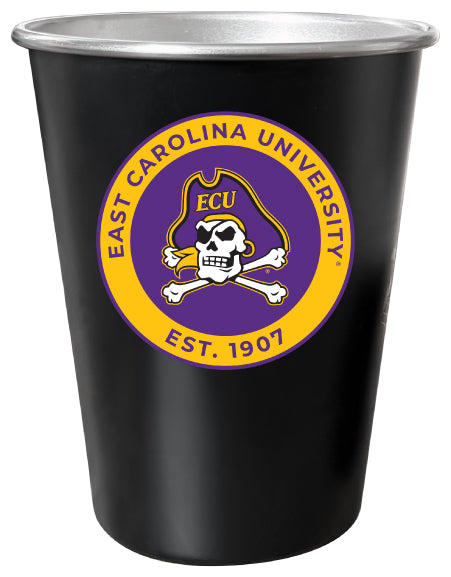 East Carolina Pirates 8 oz Tin Cup Black Matte Coating Officially Licensed 4-Pack with Gift Bag