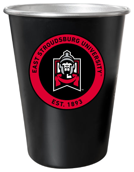 East Stroudsburg University 8 oz Tin Cup Black Matte Coating Officially Licensed 4-Pack with Gift Bag