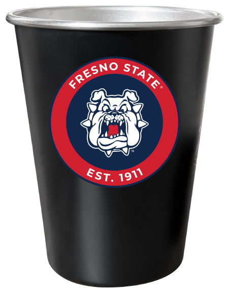 Fresno State Bulldogs 8 oz Tin Cup Black Matte Coating Officially Licensed 4-Pack with Gift Bag