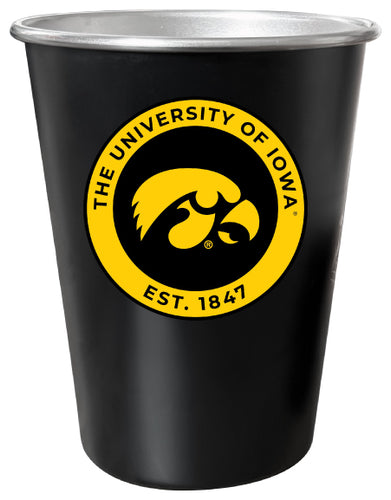Iowa Hawkeyes 8 oz Tin Cup Black Matte Coating Officially Licensed 4-Pack with Gift Bag