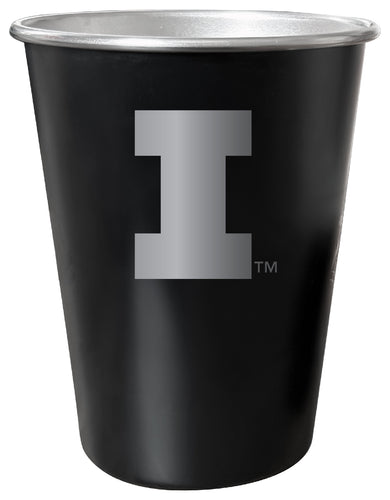 Illinois Fighting Illini 8 oz Engraved Tin Cup Black Matte Coating Officially Licensed 