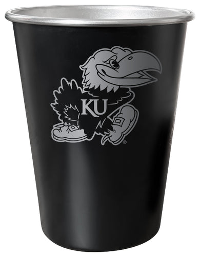 Kansas Jayhawks 8 oz Engraved Tin Cup Black Matte Coating Officially Licensed 