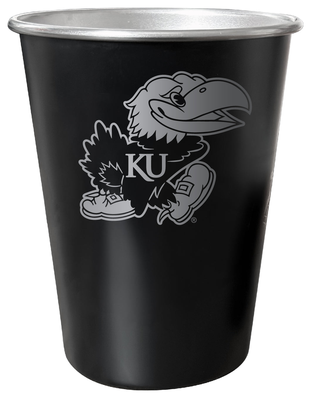 Kansas Jayhawks 8 oz Engraved Tin Cup Black Matte Coating Officially Licensed 