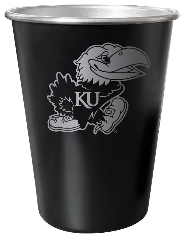 Kansas Jayhawks 8 oz Engraved Tin Cup Black Matte Coating Officially Licensed 