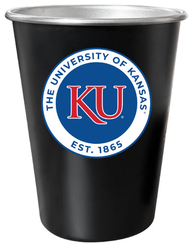 Kansas Jayhawks 8 oz Tin Cup Black Matte Coating Officially Licensed 4-Pack with Gift Bag